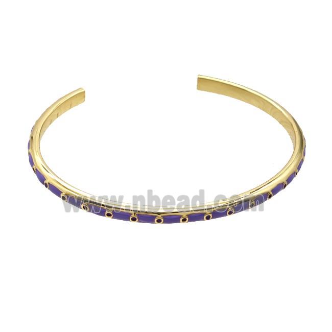 Copper Bangle Lavender Enamel Gold Plated