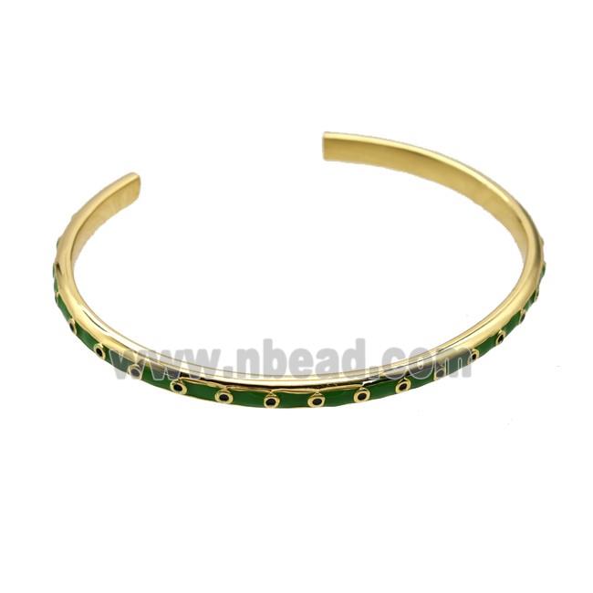 Copper Bangle Green Enamel Gold Plated
