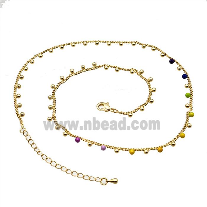 Copper Necklace Chain Enamel Ball Gold Plated