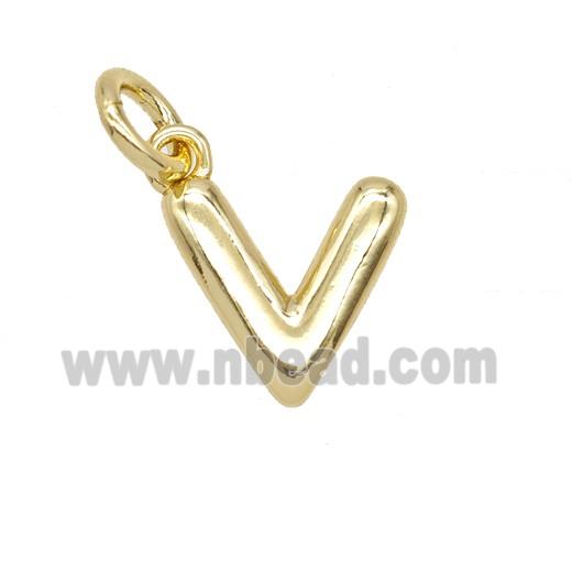 Copper Letter-v Pendant Gold Plated