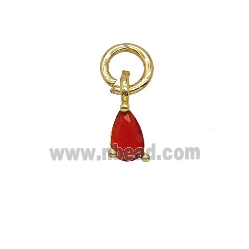 Red Crystal Glass Teardrop Pendant