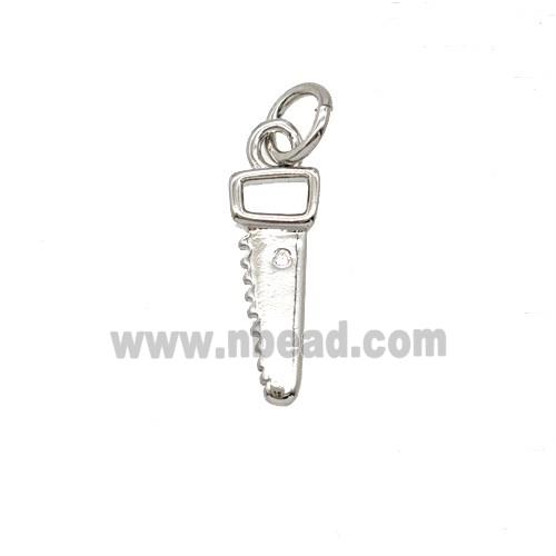 Copper Chainsaw Pendant Platinum Plated