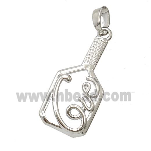 Pickleball Paddle Charms Copper Pendant Sports Platinum Plated