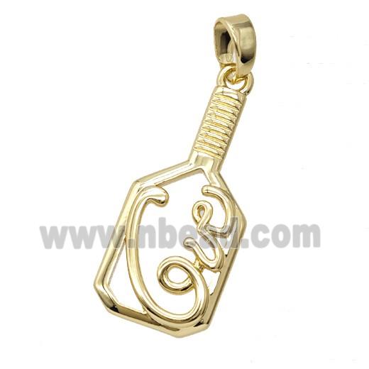 Pickleball Paddle Charms Copper Pendant Sports Gold Plated