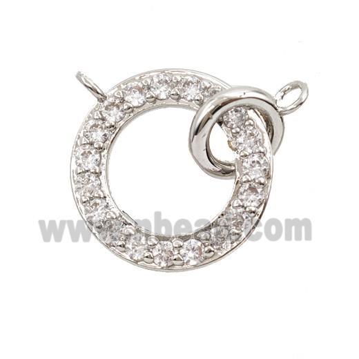 Copper Circle Pendant Pave Zirconia Platinum Plated