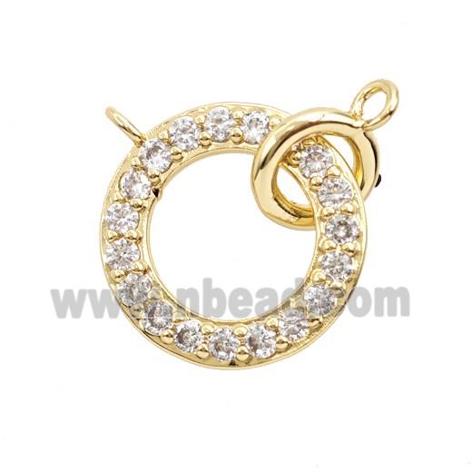 Copper Circle Pendant Pave Zirconia Gold Plated