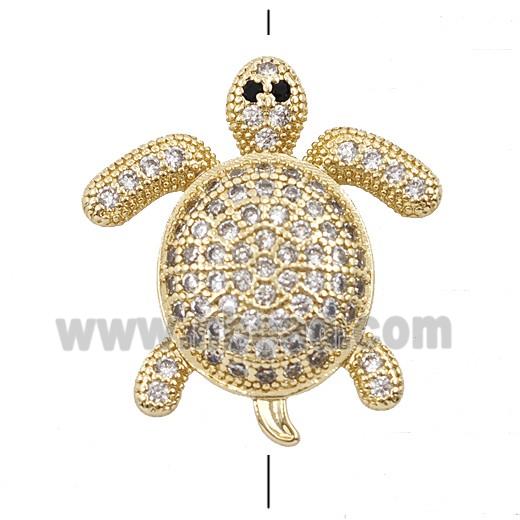 Copper Tortoise Beads Micropave Zirconia Gold Plated