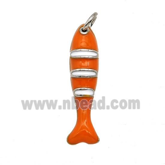 Copper Fish Pendant Red Enamel Gold Plated