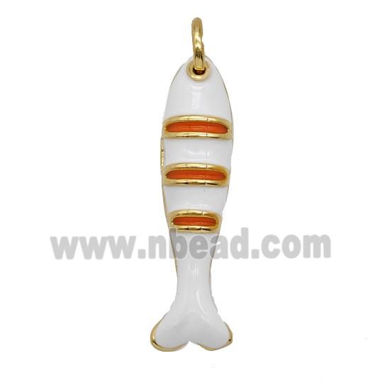 Copper Fish Pendant White Enamel Gold Plated