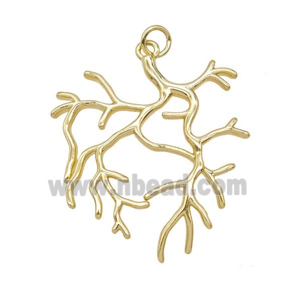 Copper Tree Branch Pendant Gold Plated