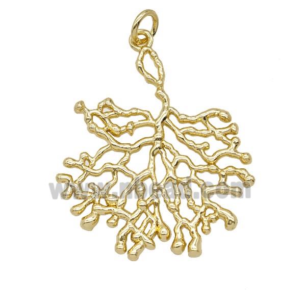 Copper Tree Branch Pendant Gold Plated