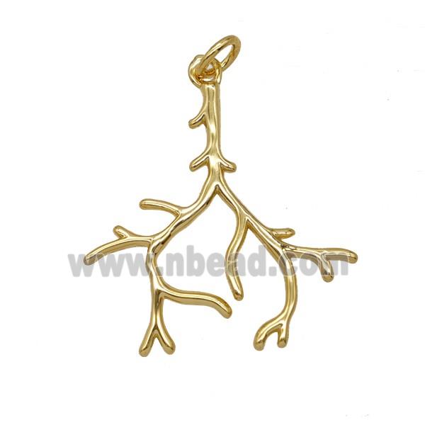 Copper Tree Branch Pendant Gold Plated