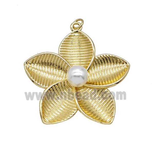 Copper Flower Pendant Pave Resin Gold Plated
