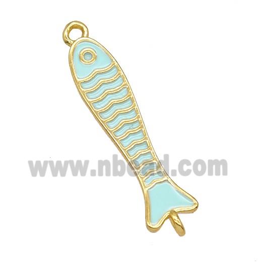 Copper Fish Connector Lt.green Enamel Gold Plated
