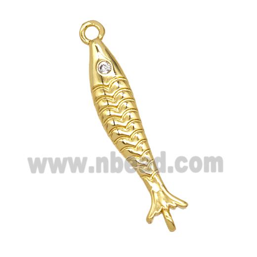 Copper Fish Connector Pave Zirconia Gold Plated