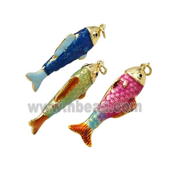 Copper Fish Pendant Enamel Gold Plated Mixed