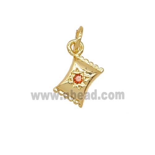 Copper Candy Pendant Pave Zirconia 18K Gold Plated