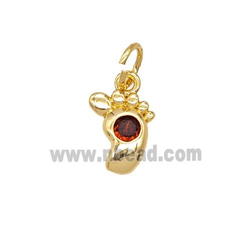 Copper Footprint Pendant Pave Zirconia 18K Gold Plated