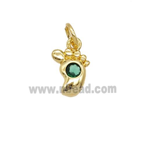 Copper Footprint Pendant Pave Zirconia 18K Gold Plated