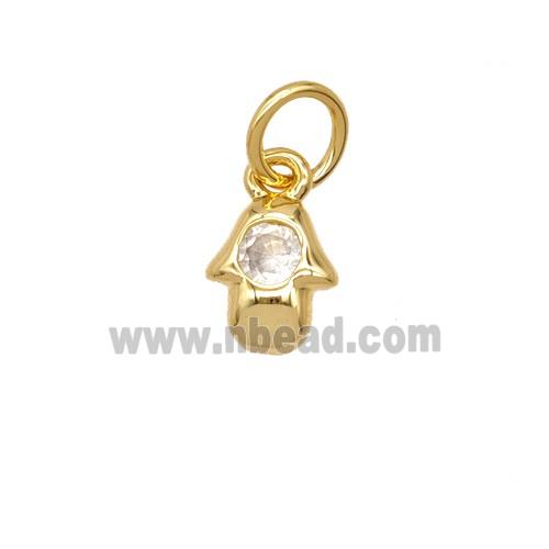 Copper Hamsahand Pendant Pave Zirconia 18K Gold Plated