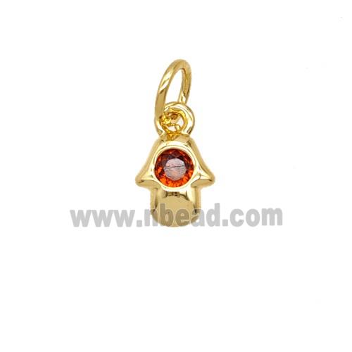 Copper Hamsahand Pendant Pave Zirconia 18K Gold Plated