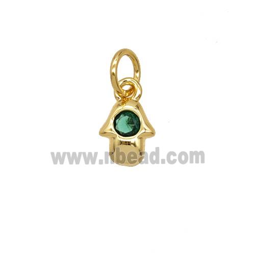 Copper Hamsahand Pendant Pave Zirconia 18K Gold Plated