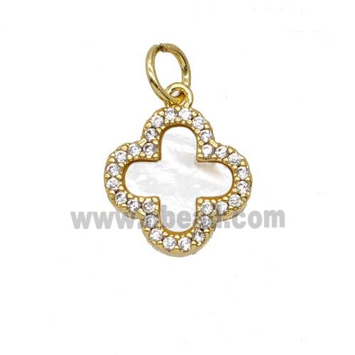 Copper Clover Pendant Pave Zirconia Shell 18K Gold Plated