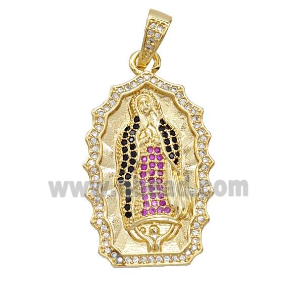 Copper Jesus Pendant Pave Zirconia 18K Gold Plated
