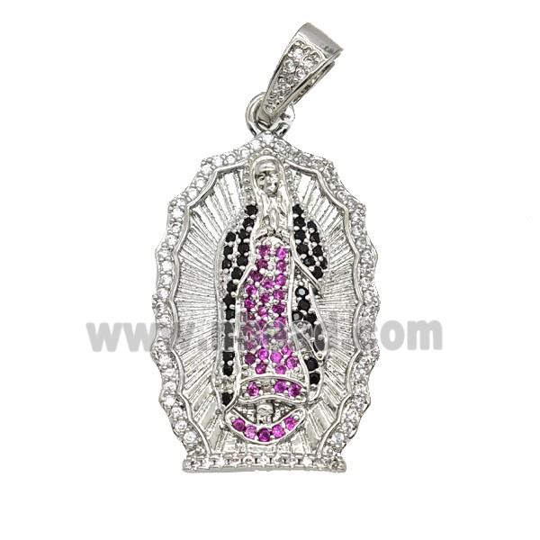 Copper Jesus Pendant Pave Zirconia Platinum Plated