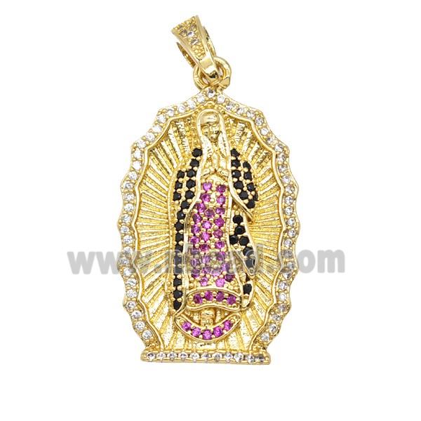 Copper Jesus Pendant Pave Zirconia 18K Gold Plated