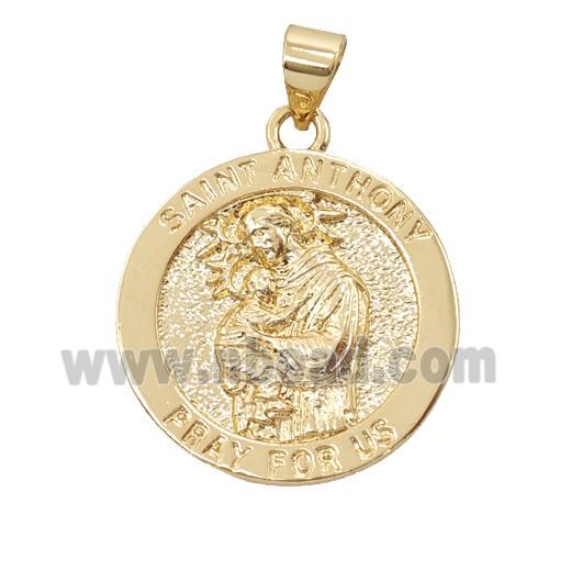 Copper Saint Jude Pendant Circle 18K Gold Plated