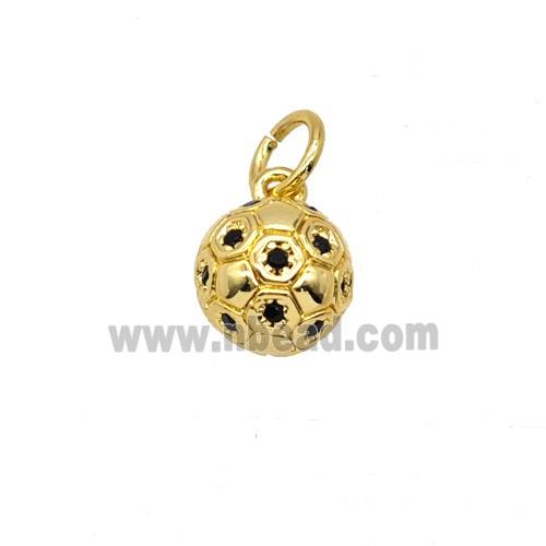 Copper Football Pendant Pave Zirconia Sports 18K Gold Plated