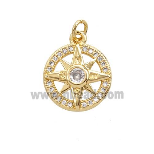 Copper Star Pendant Pave Zirconia 18K Gold Plated