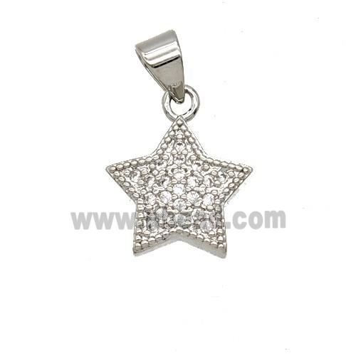 Copper Star Pave Zirconia Platinum Plated