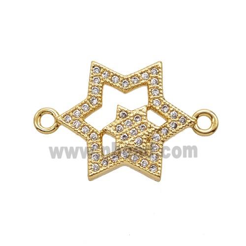 Copper Connector Pave Zirconia 18K Gold Plated