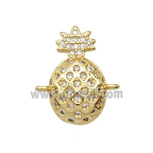 Copper Pineapple Connector Pave Zirconia 18K Gold Plated