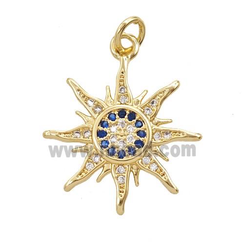Copper Sun Pendant Pave Zirconia 18K Gold Plated