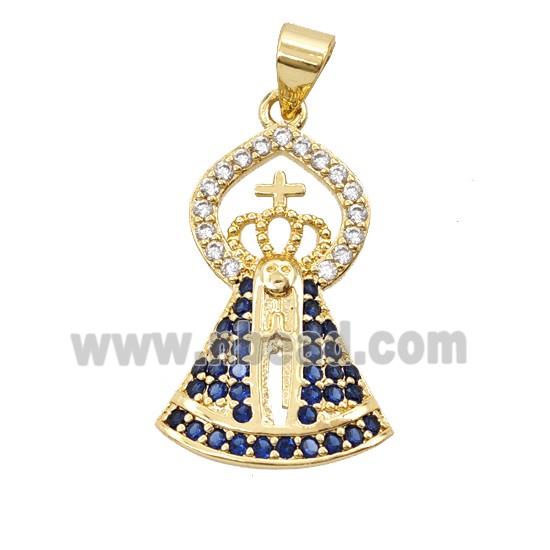 Copper Pope Pendant Pave Zirconia Crown 18K Gold Plated