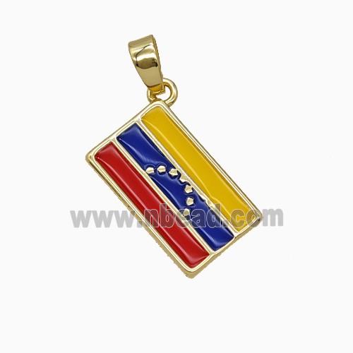 Copper Venezuela Flag Pendant Enamel Gold Plated
