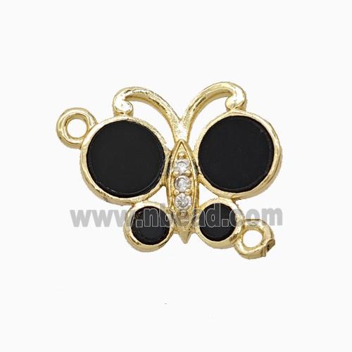 Copper Pendant Pave Zircon, Butterfly, Gold Plated