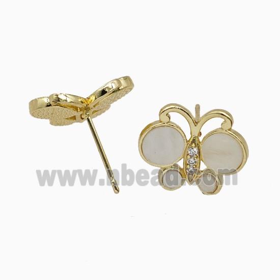 Copper Ring Pave Zircon, Butterfly, Gold Plated