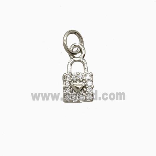 Copper Locket Pendant Pave Zirconia Platinum Plated