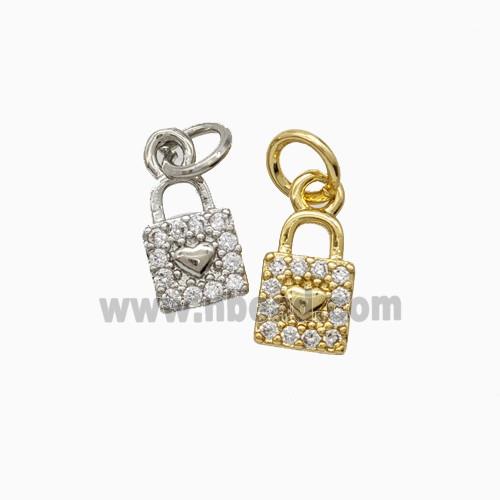 Copper Locket Pendant Pave Zirconia Mixed