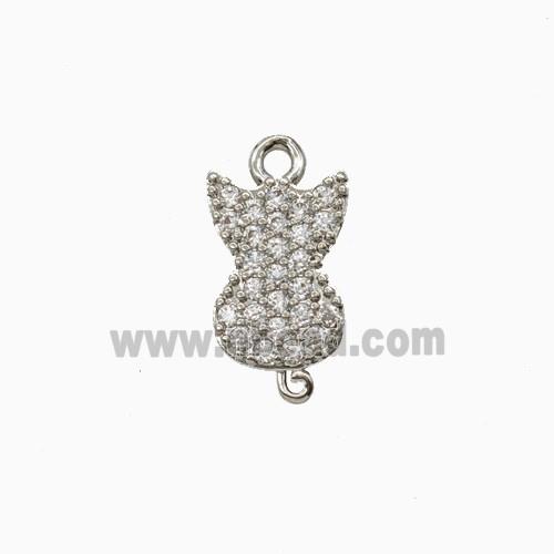 Copper Cat Pendant Pave Zirconia Platinum Plated