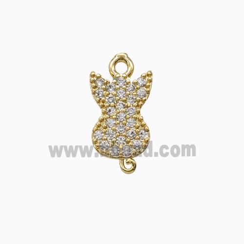 Copper Cat Pendant Pave Zirconia Gold Plated
