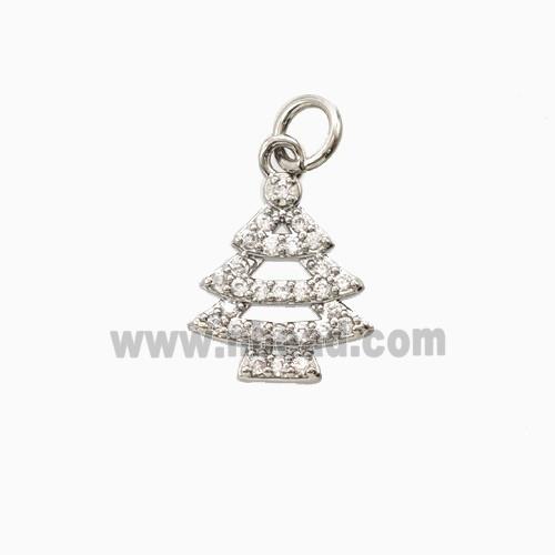 Christmas Tree Charms Copper Pendant Pave Zirconia Platinum Plated