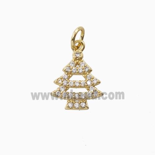 Christmas Tree Charms Copper Pendant Pave Zirconia Gold Plated