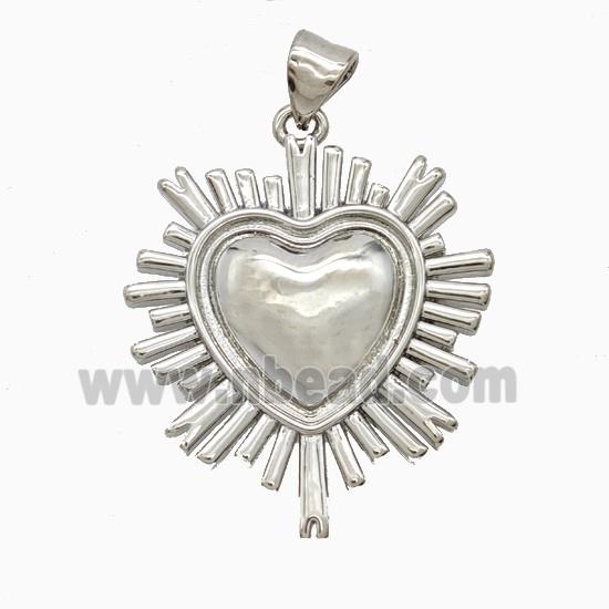 Copper Heart Pendant Platinum Plated