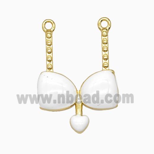 Copper Bra Bikini Pendant Heart White Enamel Gold Plated