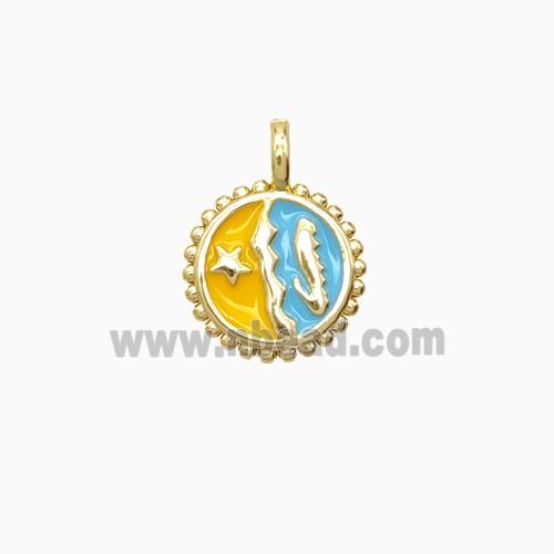 Copper Star and Oceanfish Pendant Enamel Gold Plated